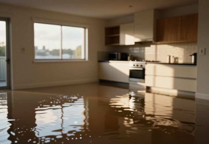Flooded office space in Riverview before restoration